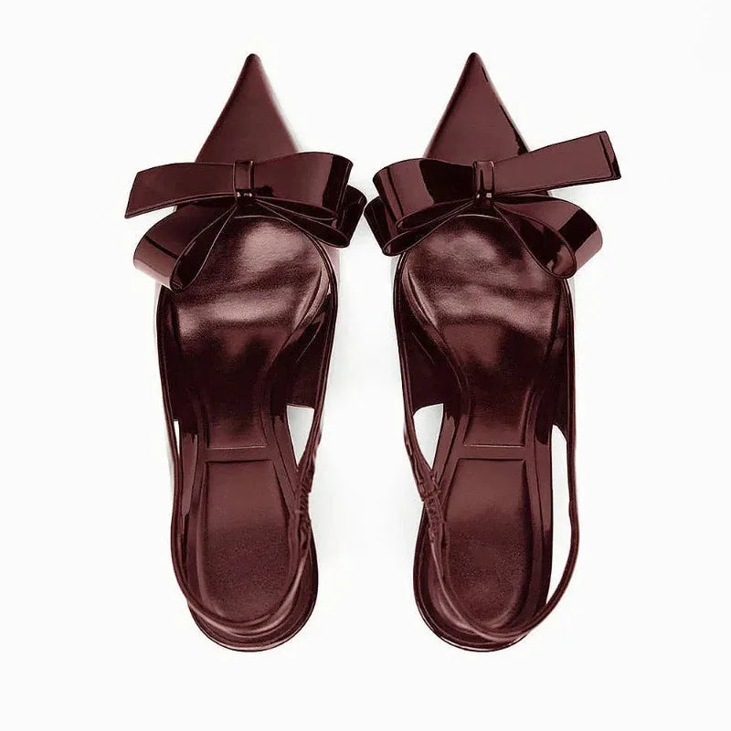 KHALANI | BURGUNDY BOW HEELS