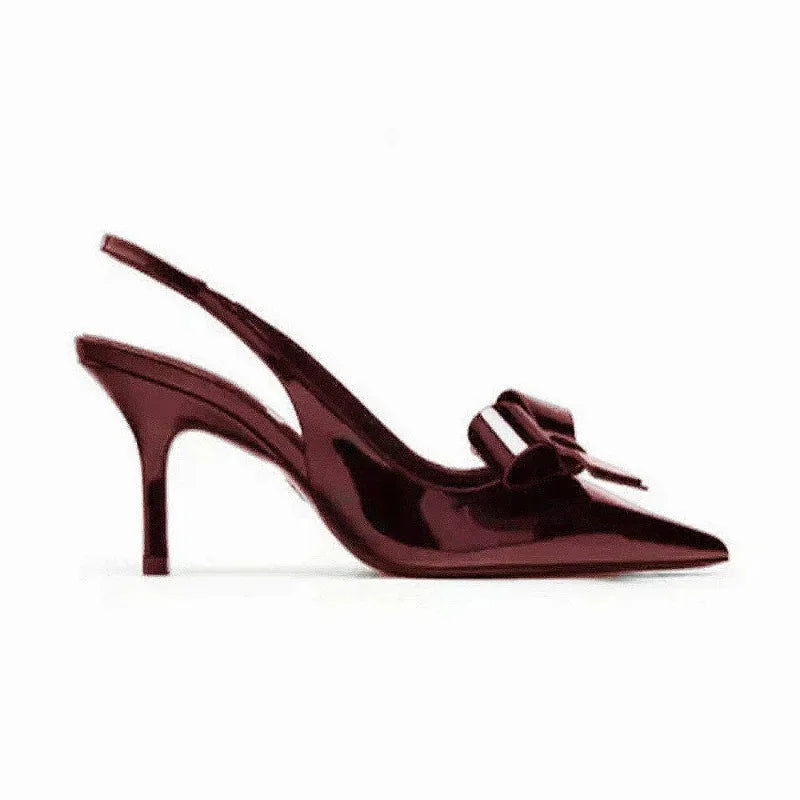 KHALANI | BURGUNDY BOW HEELS